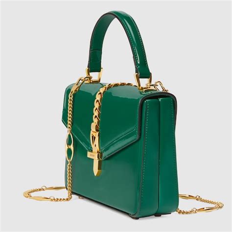 Mini borsa a mano GG Milano in pelle verde brillante 